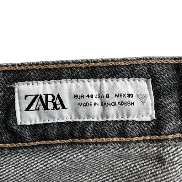 Zara TRF Womens Baggy Wide Leg Relaxed Fit Jeans Cuffed Gray Size US 8 Y2K Style - Picture 10 of 13